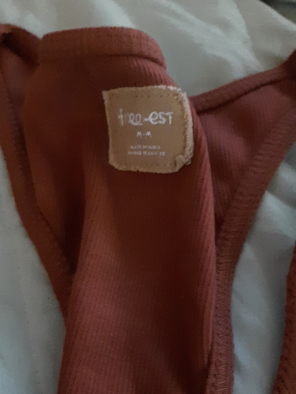 Free People Honey Topaz Ruffled Tank with White Trim New W Tags - Picture 3 of 6